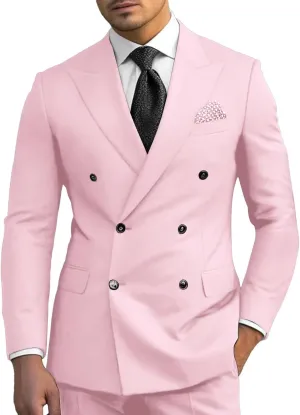 Men Suits Double Breasted Slim Fit Blazer Jackets Pants Business Party 2Pieces Formal Prom Groom Wedding Tuxedos