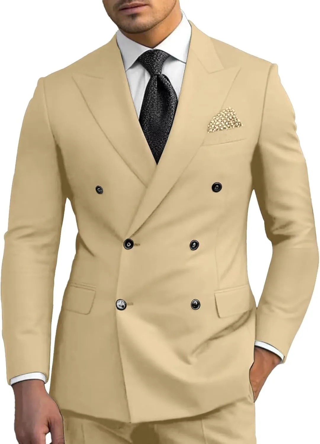 Men Suits Double Breasted Slim Fit Blazer Jackets Pants Business Party 2Pieces Formal Prom Groom Wedding Tuxedos