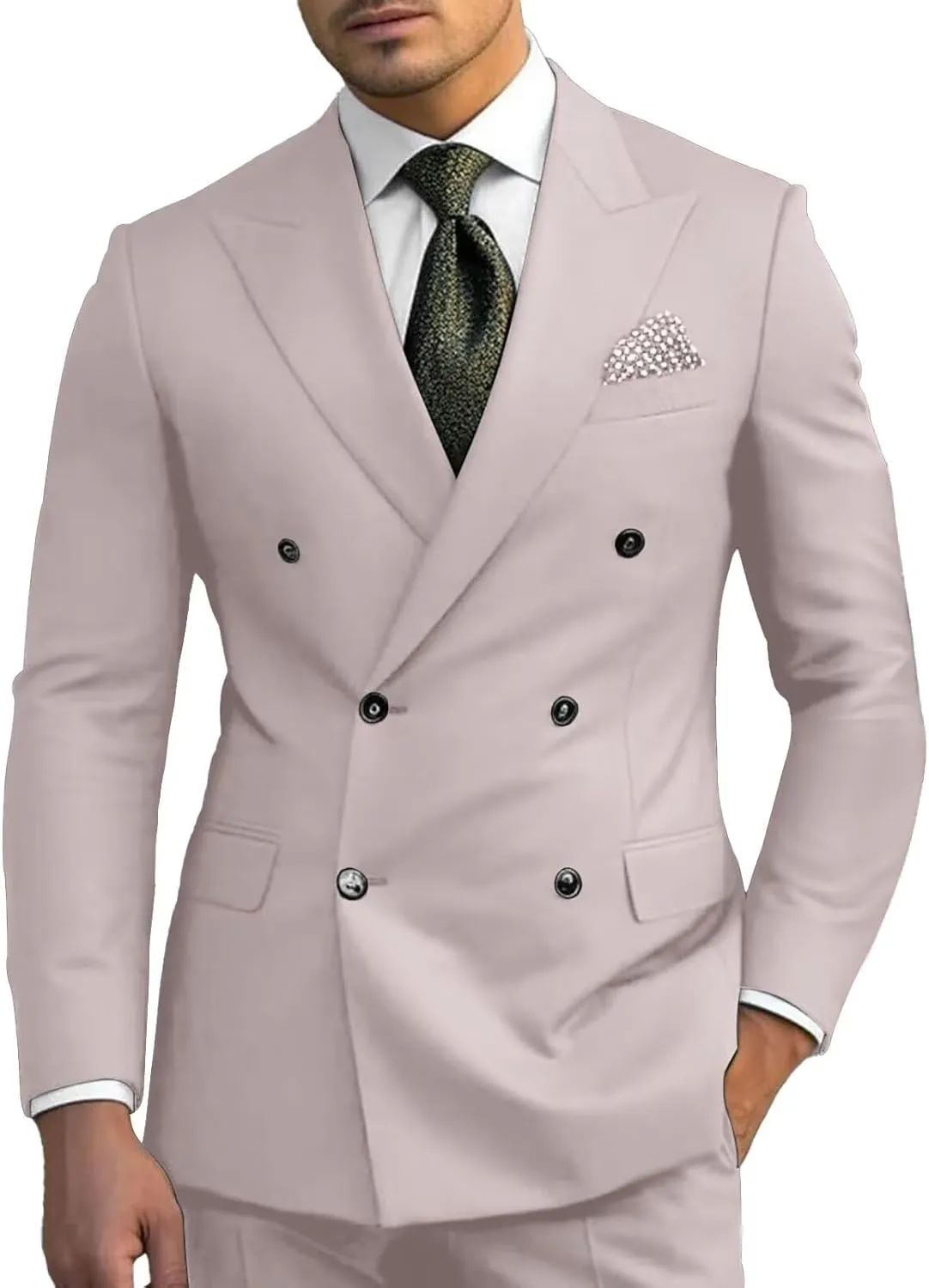 Men Suits Double Breasted Slim Fit Blazer Jackets Pants Business Party 2Pieces Formal Prom Groom Wedding Tuxedos