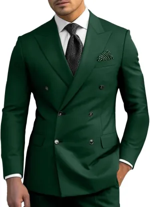 Men Suits Double Breasted Slim Fit Blazer Jackets Pants Business Party 2Pieces Formal Prom Groom Wedding Tuxedos