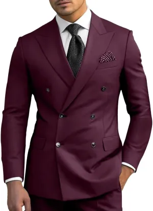 Men Suits Double Breasted Slim Fit Blazer Jackets Pants Business Party 2Pieces Formal Prom Groom Wedding Tuxedos