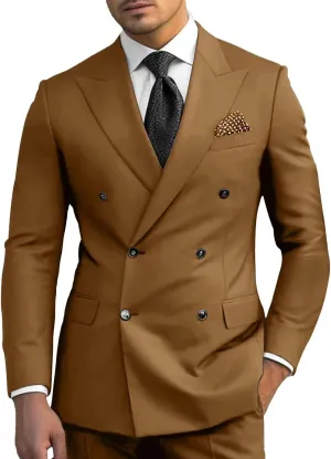 Men Suits Double Breasted Slim Fit Blazer Jackets Pants Business Party 2Pieces Formal Prom Groom Wedding Tuxedos