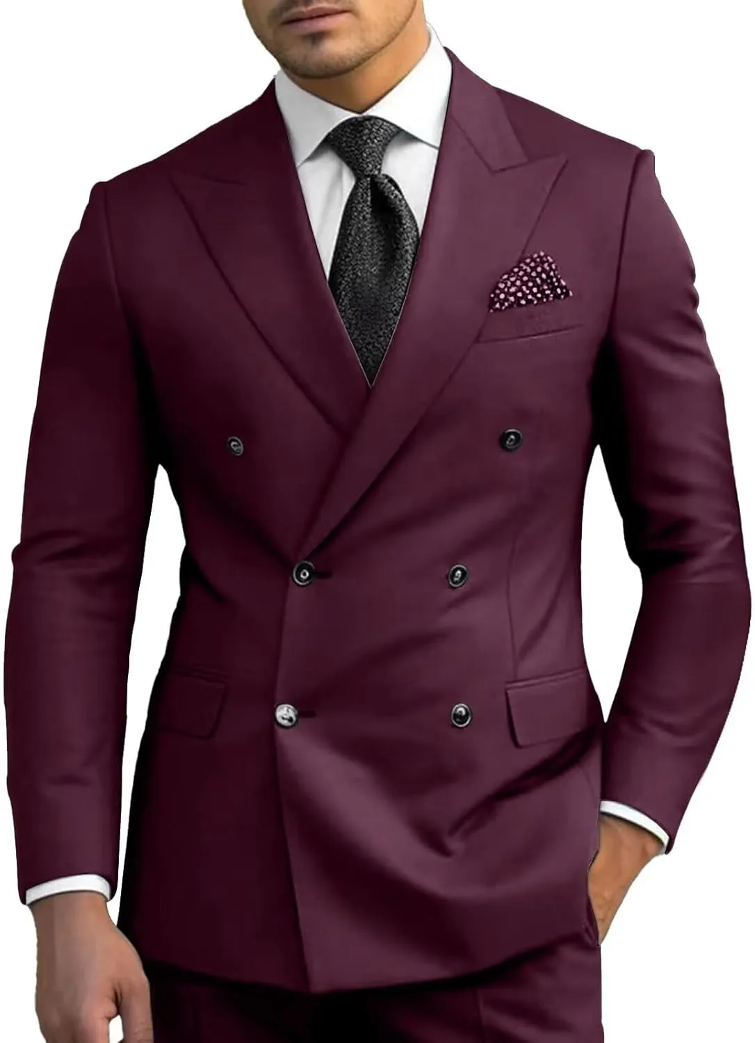 Men Suits Double Breasted Slim Fit Blazer Jackets Pants Business Party 2Pieces Formal Prom Groom Wedding Tuxedos