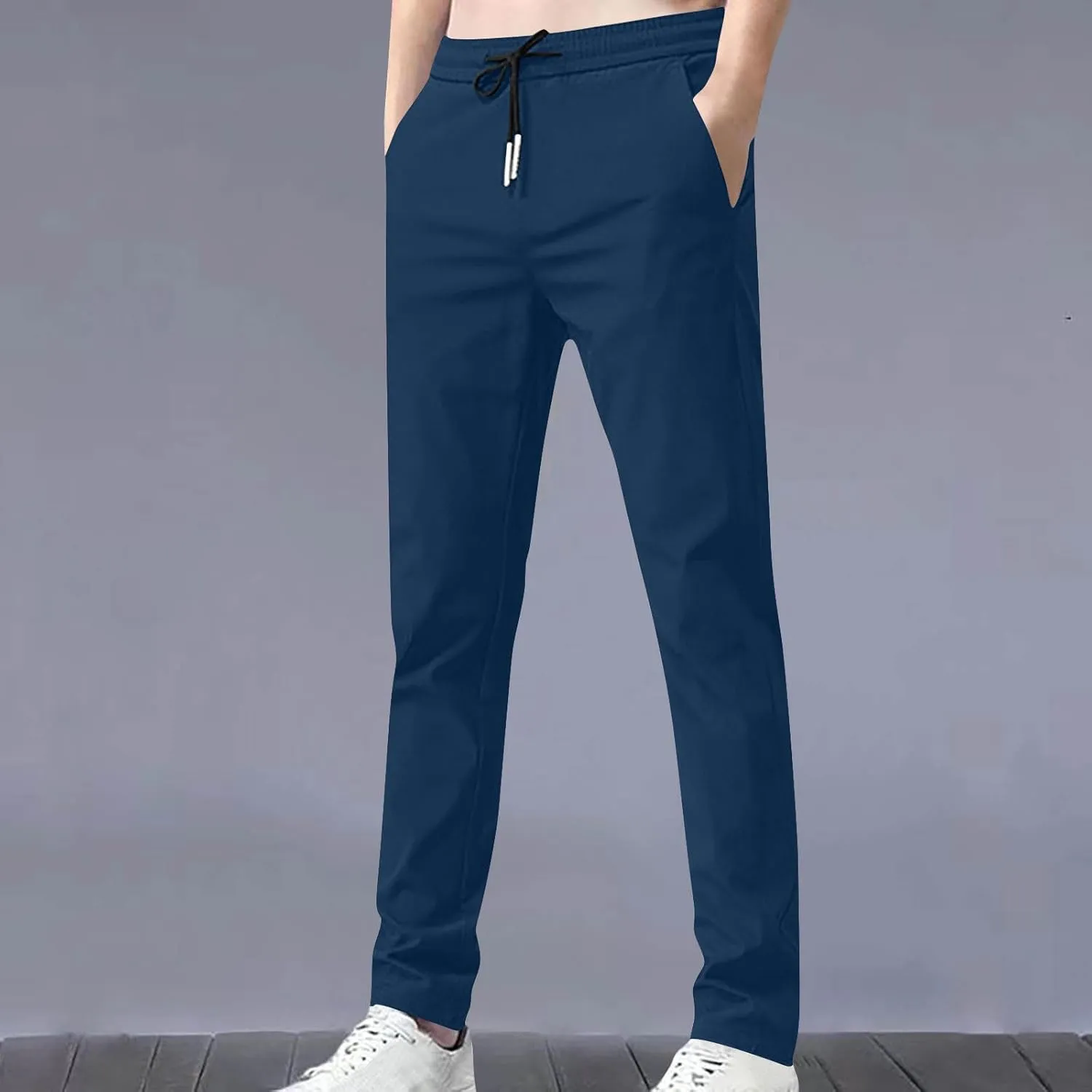 Mens Big and Tall Pants Casual Summer Workout Athletic Pants Elastic Waist Slim Fit Trousers with Pockets