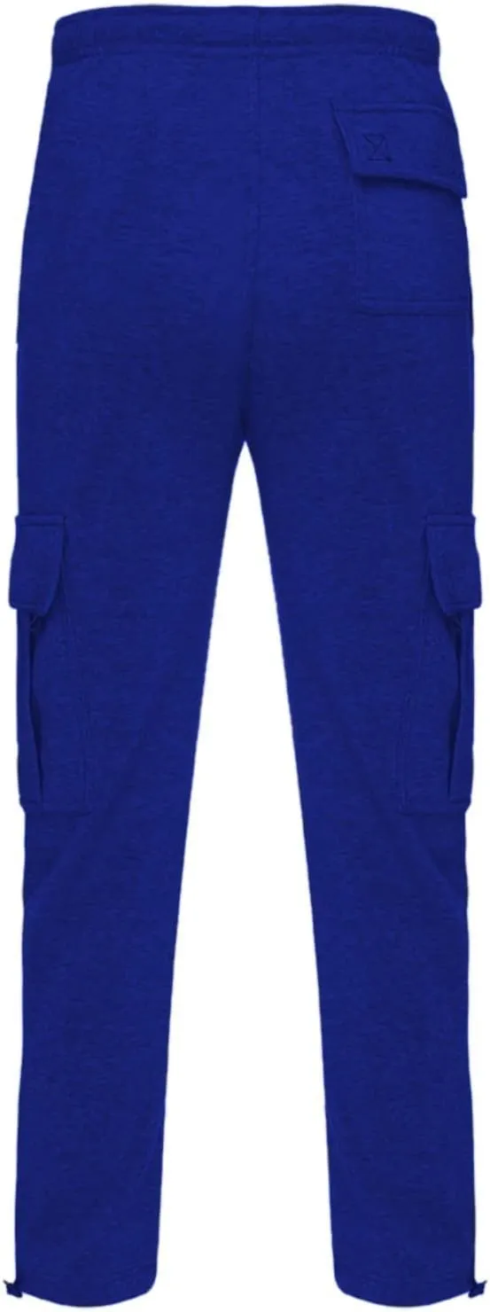 Men's Cargo Pants Fleece Casual Joggers Athletic Pants Cotton Drawstring Loose Fit Straight Sweatpants
