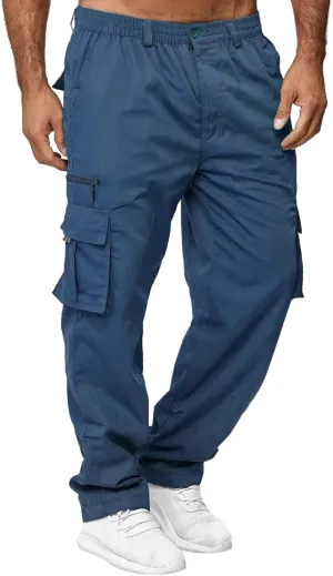 Mens Cargo Pants Relaxed Fit Cotton Hiking Sweatpants Casual Athletic Joggers Outdoor Trousers with Pockets