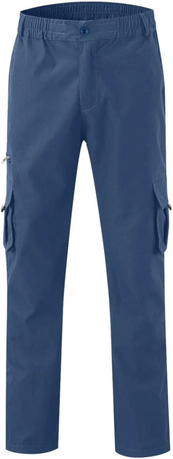 Mens Cargo Pants Relaxed Fit Cotton Hiking Sweatpants Casual Athletic Joggers Outdoor Trousers with Pockets