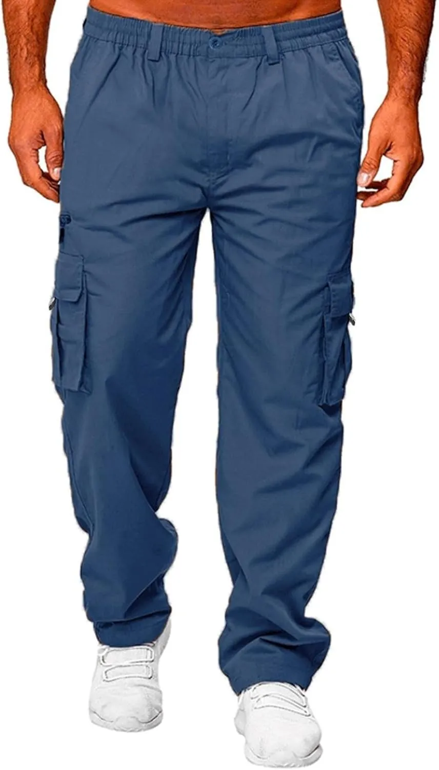 Mens Cargo Pants Relaxed Fit Cotton Hiking Sweatpants Casual Athletic Joggers Outdoor Trousers with Pockets