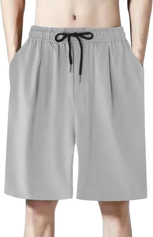 Mens Casual Sweat Cargo Cotton Shorts Drawstring Elastic Waist Athletic Workout Gym Jogger Shorts
