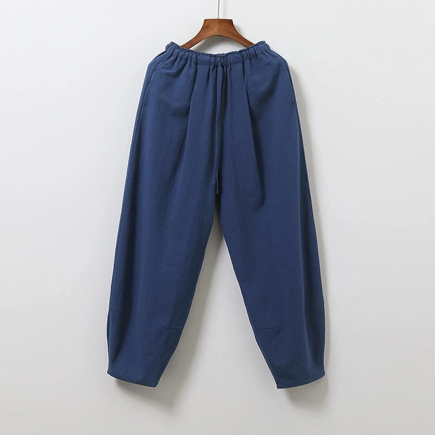 Mens Cotton Wide Leg Harem Pants Loose Fit Workout Training Sweatpants with Drawstrings Trendy Casual Pant for Streetwear