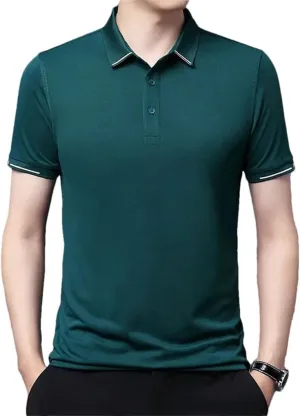 Mens Short Sleeve Solid Polo Shirts Summer Quick Dry Breathable Male Clothes Business Casual Lapel Loose Tees Tops