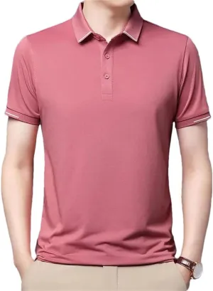 Mens Short Sleeve Solid Polo Shirts Summer Quick Dry Breathable Male Clothes Business Casual Lapel Loose Tees Tops