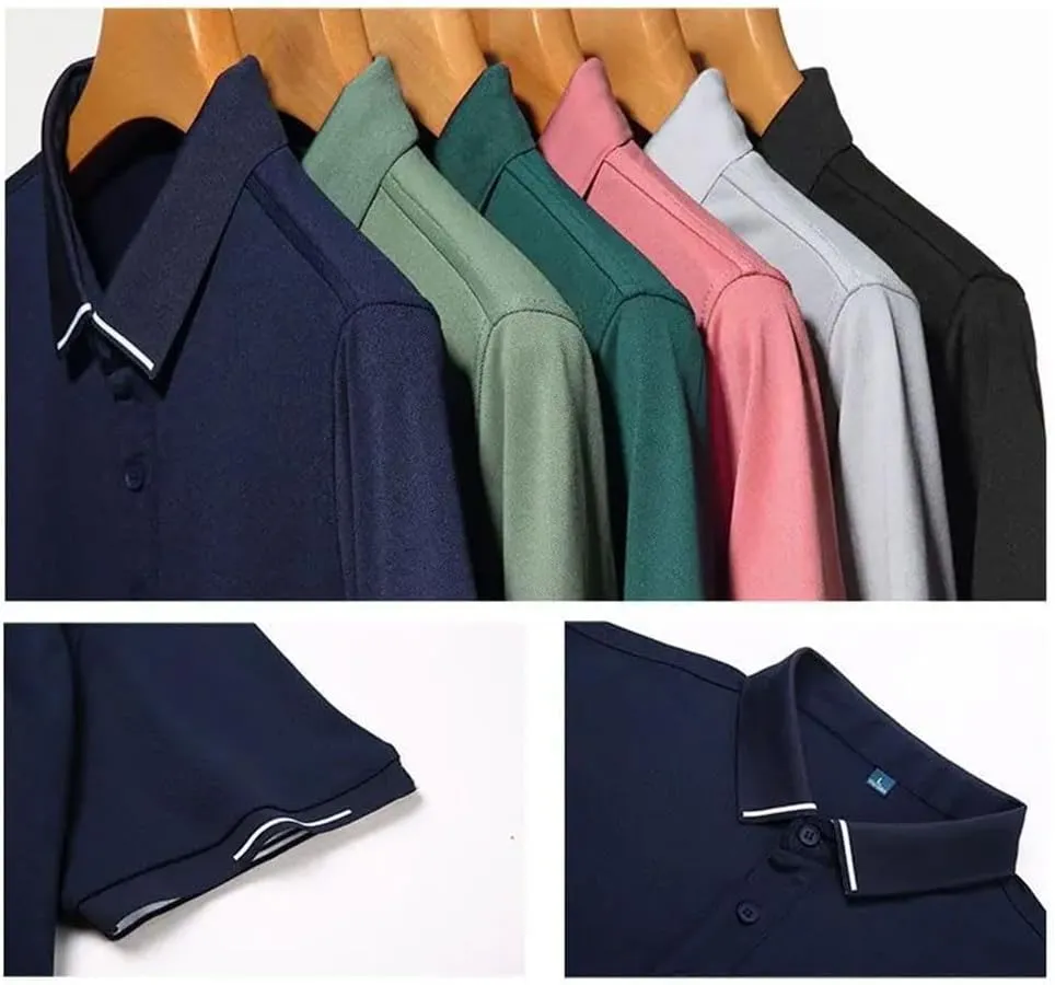 Mens Short Sleeve Solid Polo Shirts Summer Quick Dry Breathable Male Clothes Business Casual Lapel Loose Tees Tops