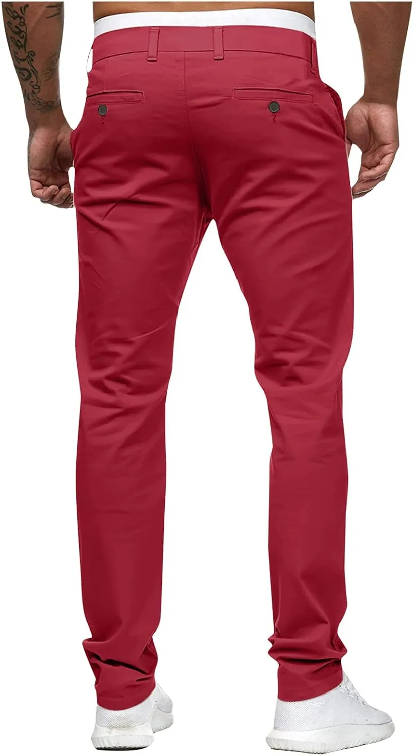 Mens Slim Fit Skinny Chino Pants Solid Tapered Stretchy Casual Trousers for Men Comfort Flat Front Dress Pants for Work