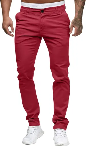 Mens Slim Fit Skinny Chino Pants Solid Tapered Stretchy Casual Trousers for Men Comfort Flat Front Dress Pants for Work