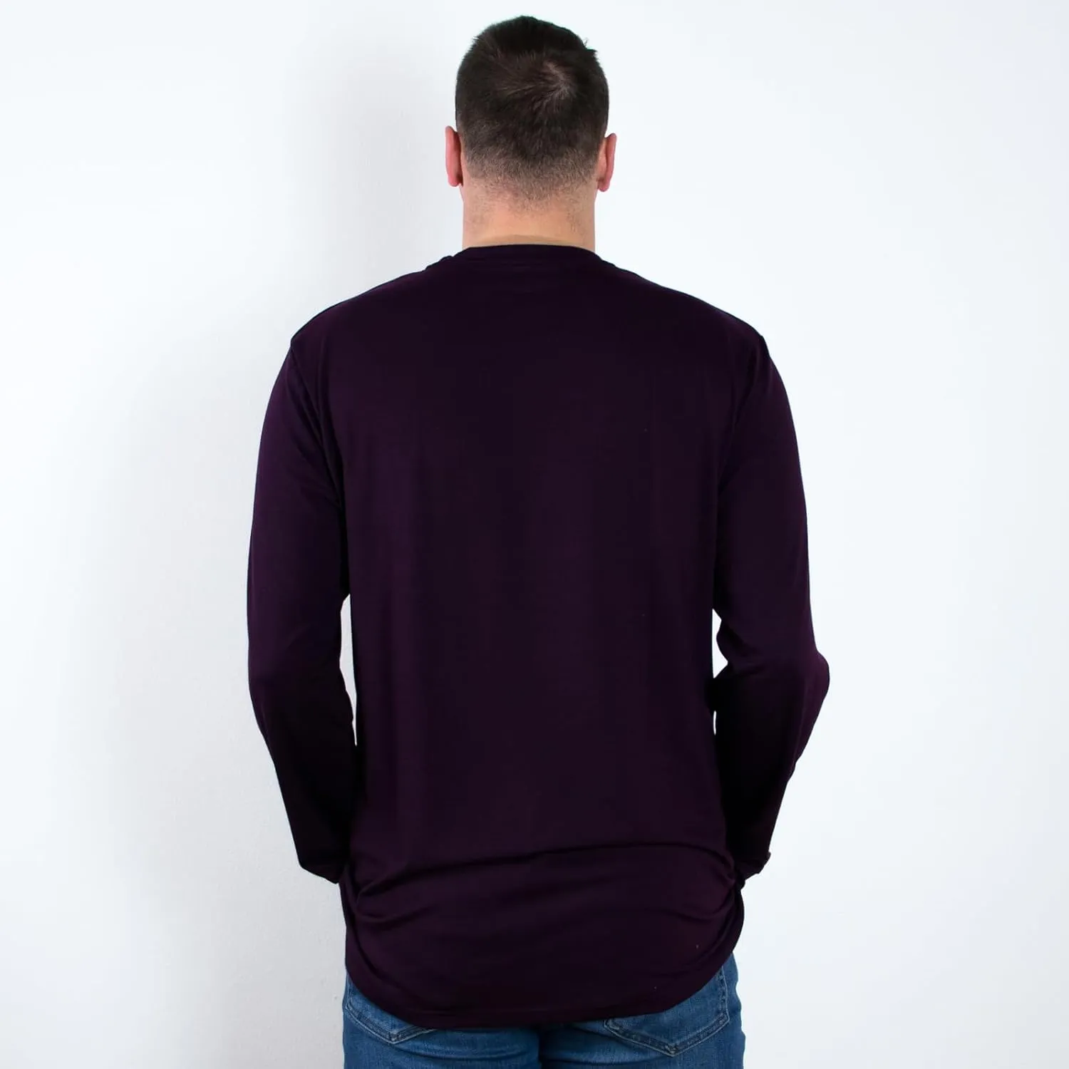Men's Tall Slim-Fit Long Sleeve Crewneck T-Shirt, Super Soft Poly Blend Long Tee