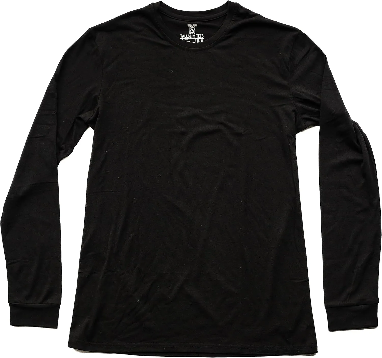 Men's Tall Slim-Fit Long Sleeve Crewneck T-Shirt, Super Soft Poly Blend Long Tee