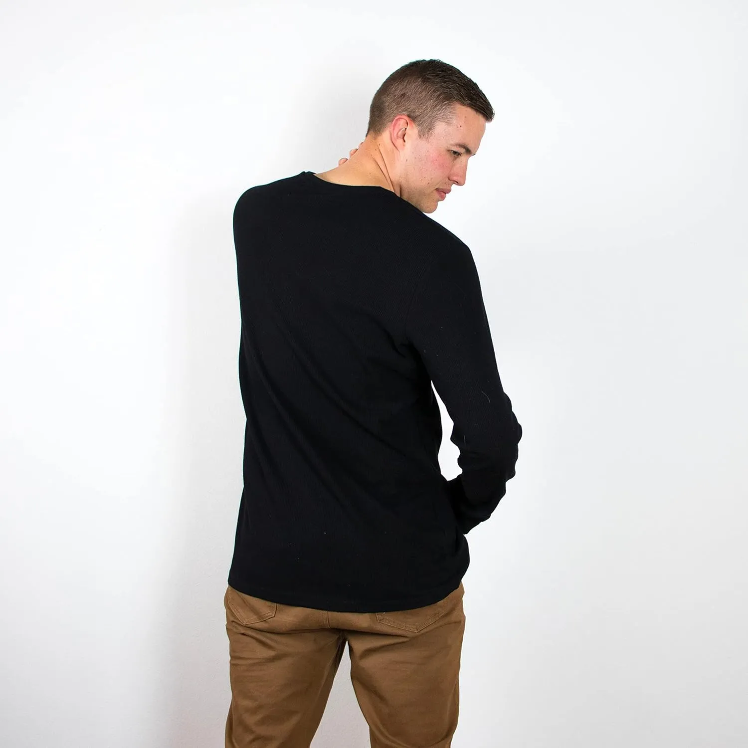 Men's Tall Slim-Fit Long Sleeve Crewneck T-Shirt, Super Soft Poly Blend Long Tee