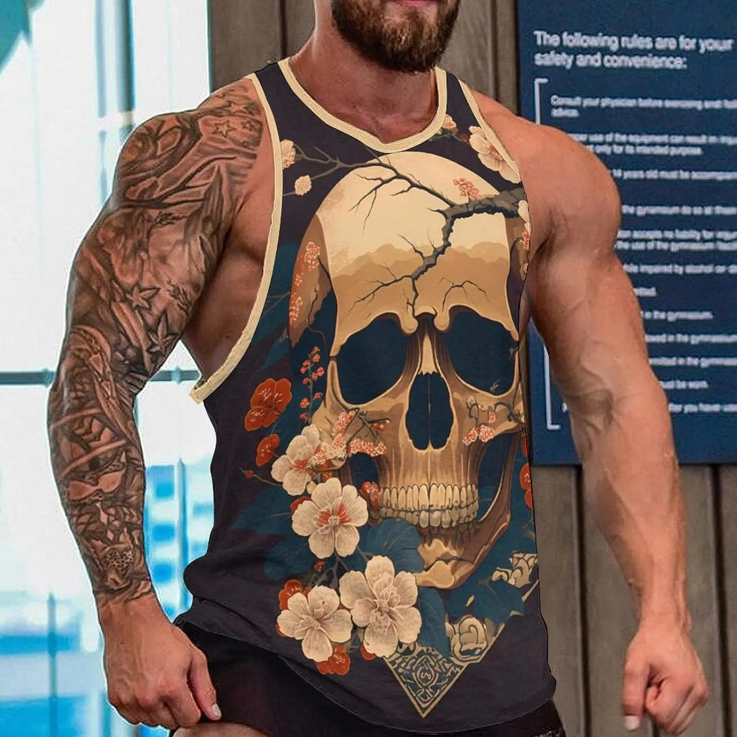 Men's Tank Tops Casual Undershirts Summer Cool Big and Tall Vest Sleeveless Crewneck Workout Cotton Tank Tops for Men