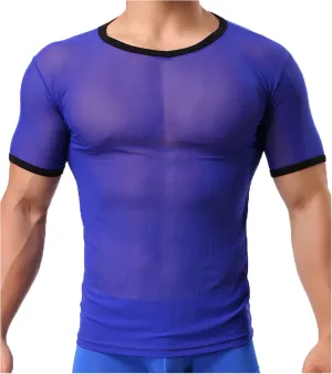 Men's Undershirts Sexy Mesh Shirt See Through T Shirts Workout Tees Top