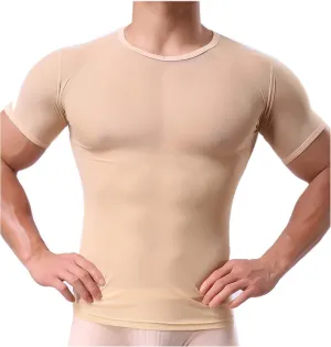 Men's Undershirts Sexy Mesh Shirt See Through T Shirts Workout Tees Top