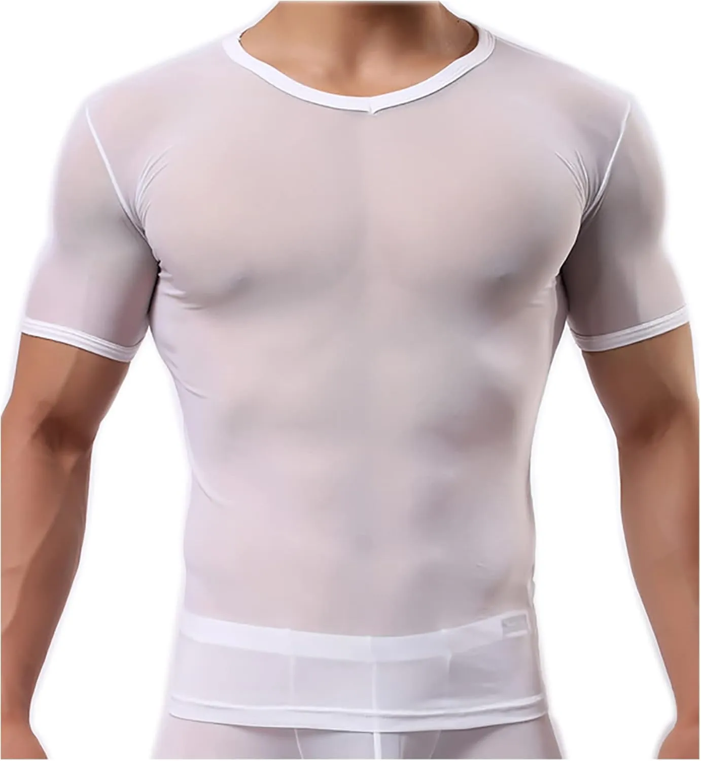 Men's Undershirts Sexy Mesh Shirt See Through T Shirts Workout Tees Top