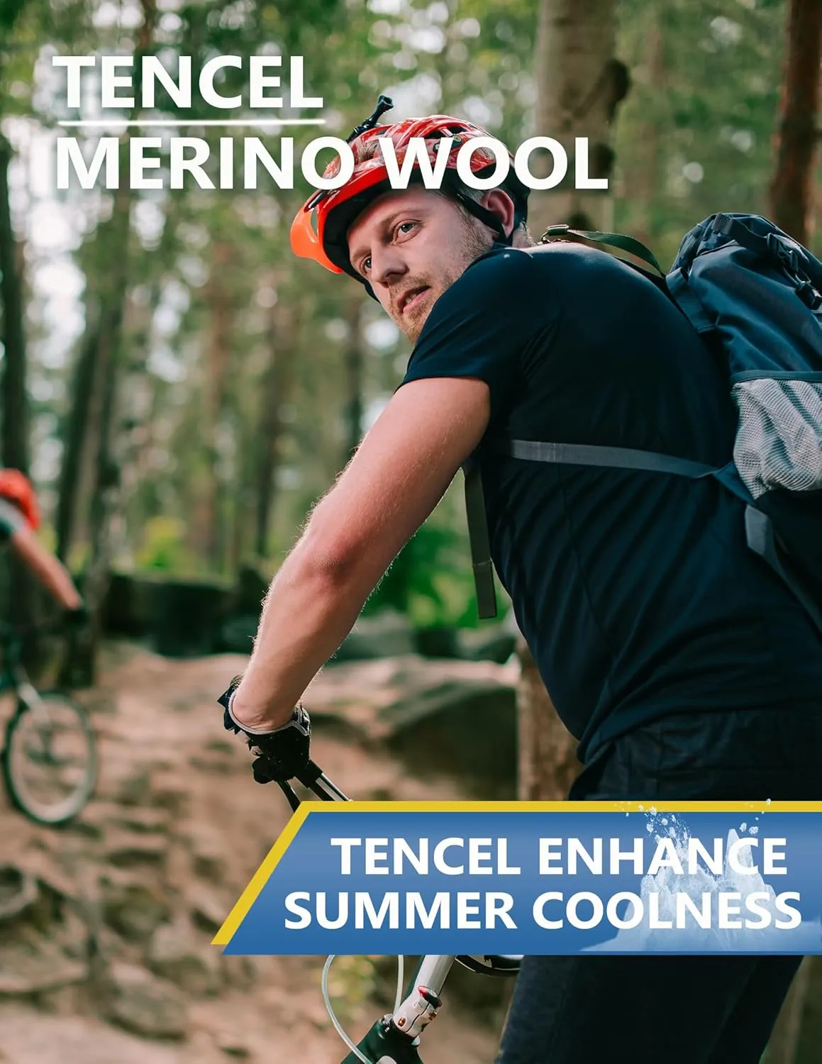 Merino Protect Men's Merino Wool Lyocell Blend T-Shirt Lightweight Cooling Quick Dry Undershirt for Summer Hiking Travel