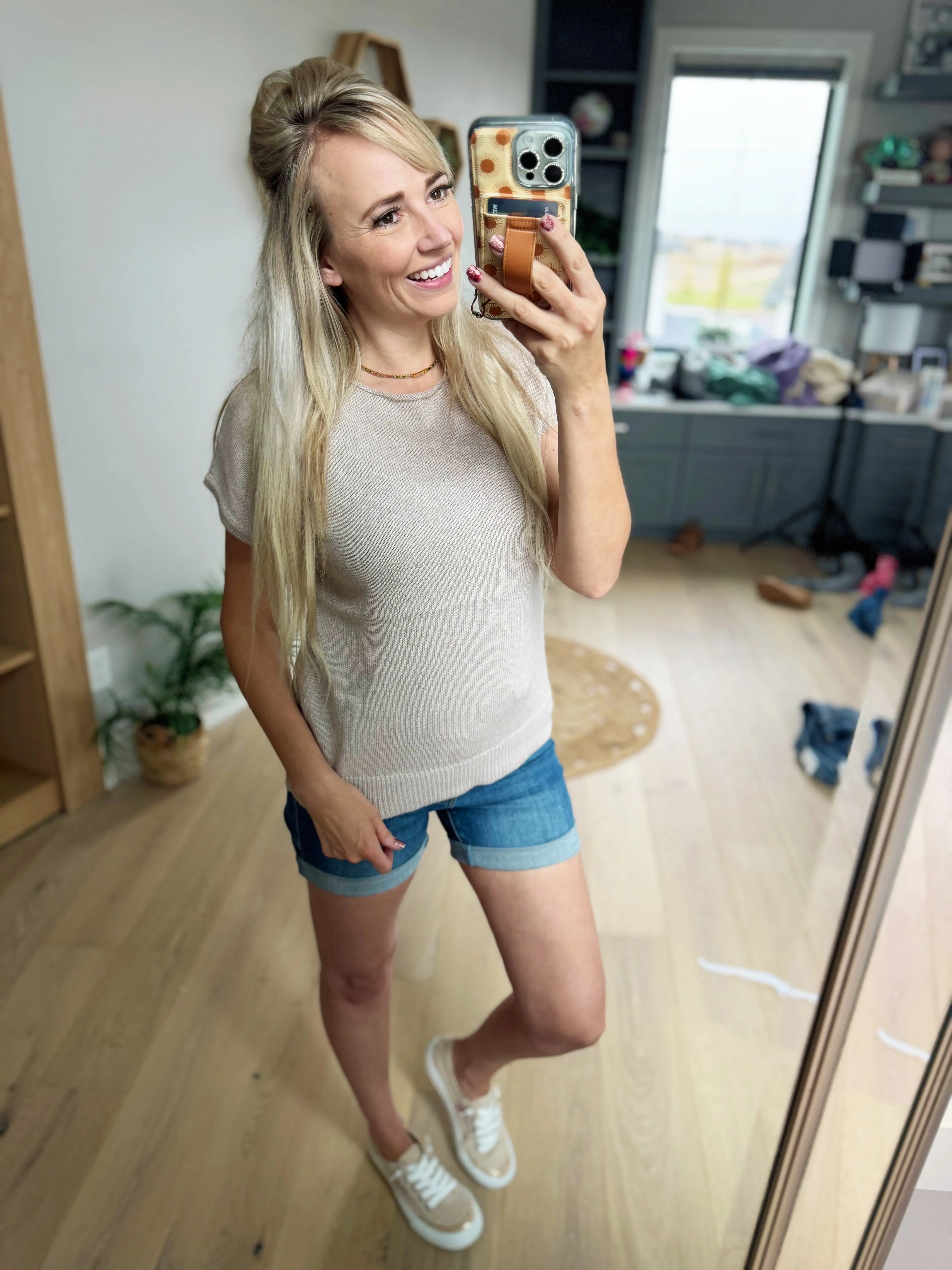Moments Short Sleeve Sweater in Taupe (SALE)