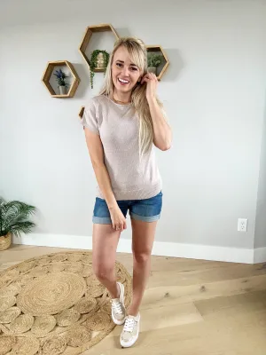 Moments Short Sleeve Sweater in Taupe (SALE)