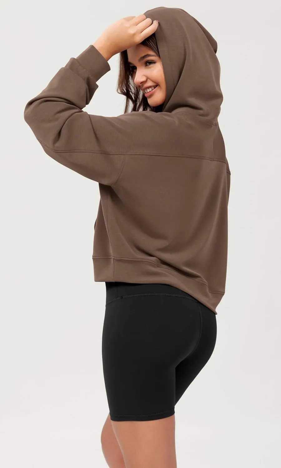 ODODOS Modal Soft Long Sleeve Cropped Hoodie for Women Oversized Pullover Sweatshirts with Pocket