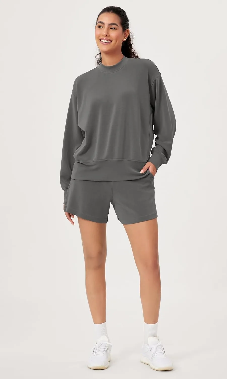 ODODOS Modal Soft Long Sleeve Oversized Sweatshirts for Women Crew Neck Pullover Tops