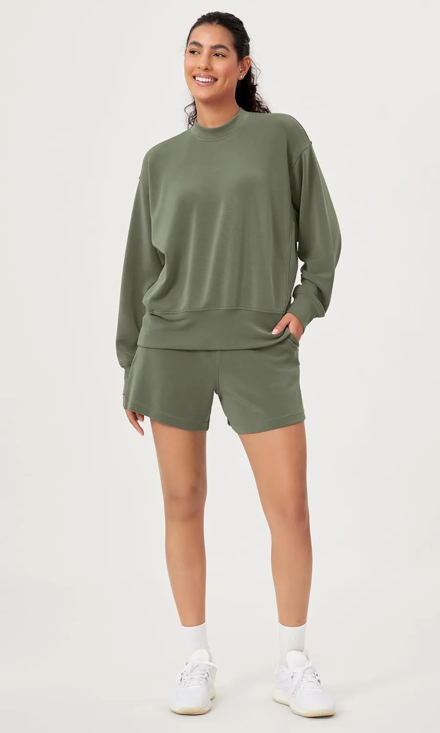 ODODOS Modal Soft Long Sleeve Oversized Sweatshirts for Women Crew Neck Pullover Tops