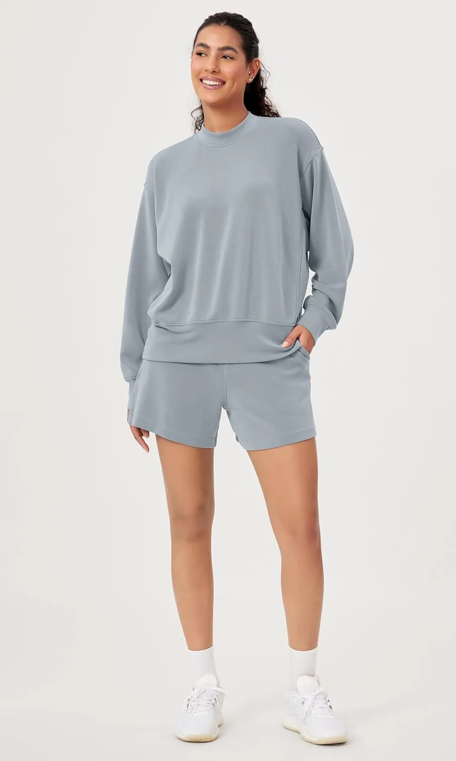 ODODOS Modal Soft Long Sleeve Oversized Sweatshirts for Women Crew Neck Pullover Tops