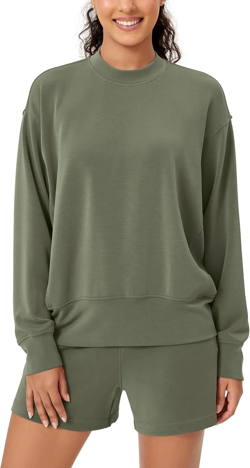 ODODOS Modal Soft Long Sleeve Oversized Sweatshirts for Women Crew Neck Pullover Tops