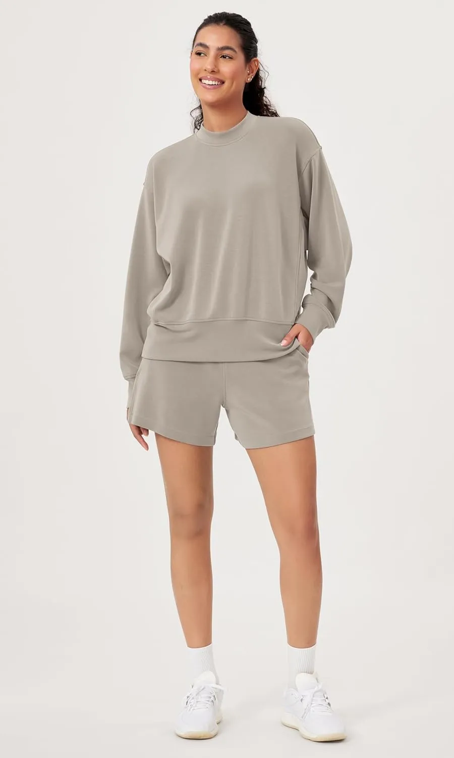 ODODOS Modal Soft Long Sleeve Oversized Sweatshirts for Women Crew Neck Pullover Tops