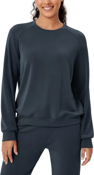 ODODOS Modal Soft Raglan Long Sleeves Sweatshirts for Women Oversized Crew Neck Pullover Tops