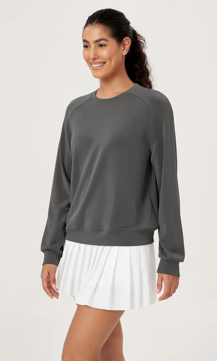 ODODOS Modal Soft Raglan Long Sleeves Sweatshirts for Women Oversized Crew Neck Pullover Tops