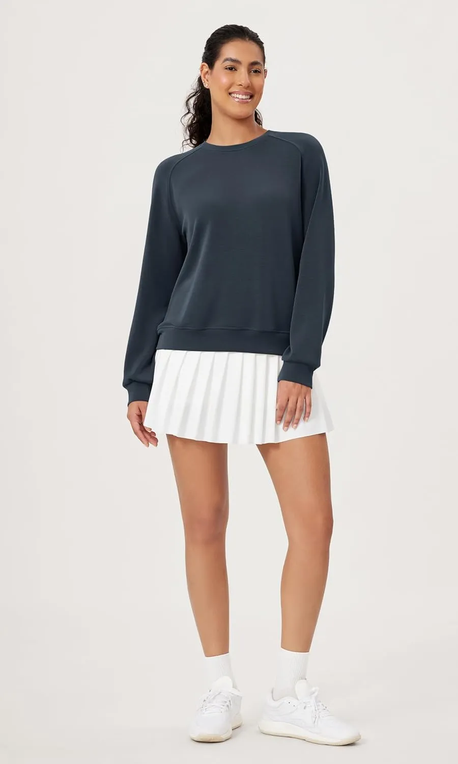 ODODOS Modal Soft Raglan Long Sleeves Sweatshirts for Women Oversized Crew Neck Pullover Tops