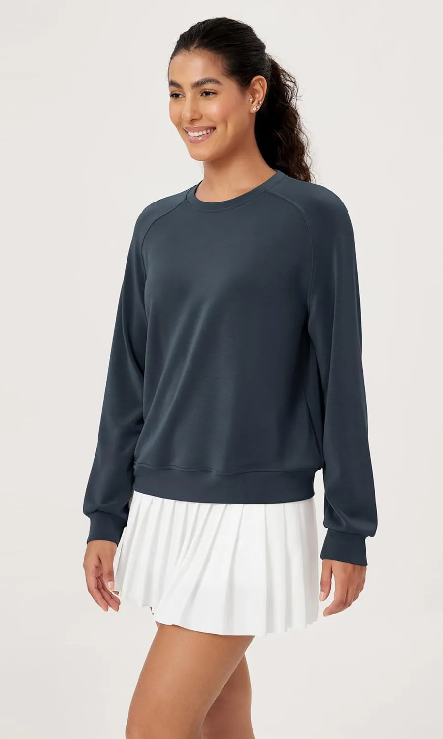 ODODOS Modal Soft Raglan Long Sleeves Sweatshirts for Women Oversized Crew Neck Pullover Tops