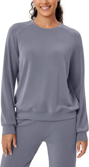 ODODOS Modal Soft Raglan Long Sleeves Sweatshirts for Women Oversized Crew Neck Pullover Tops