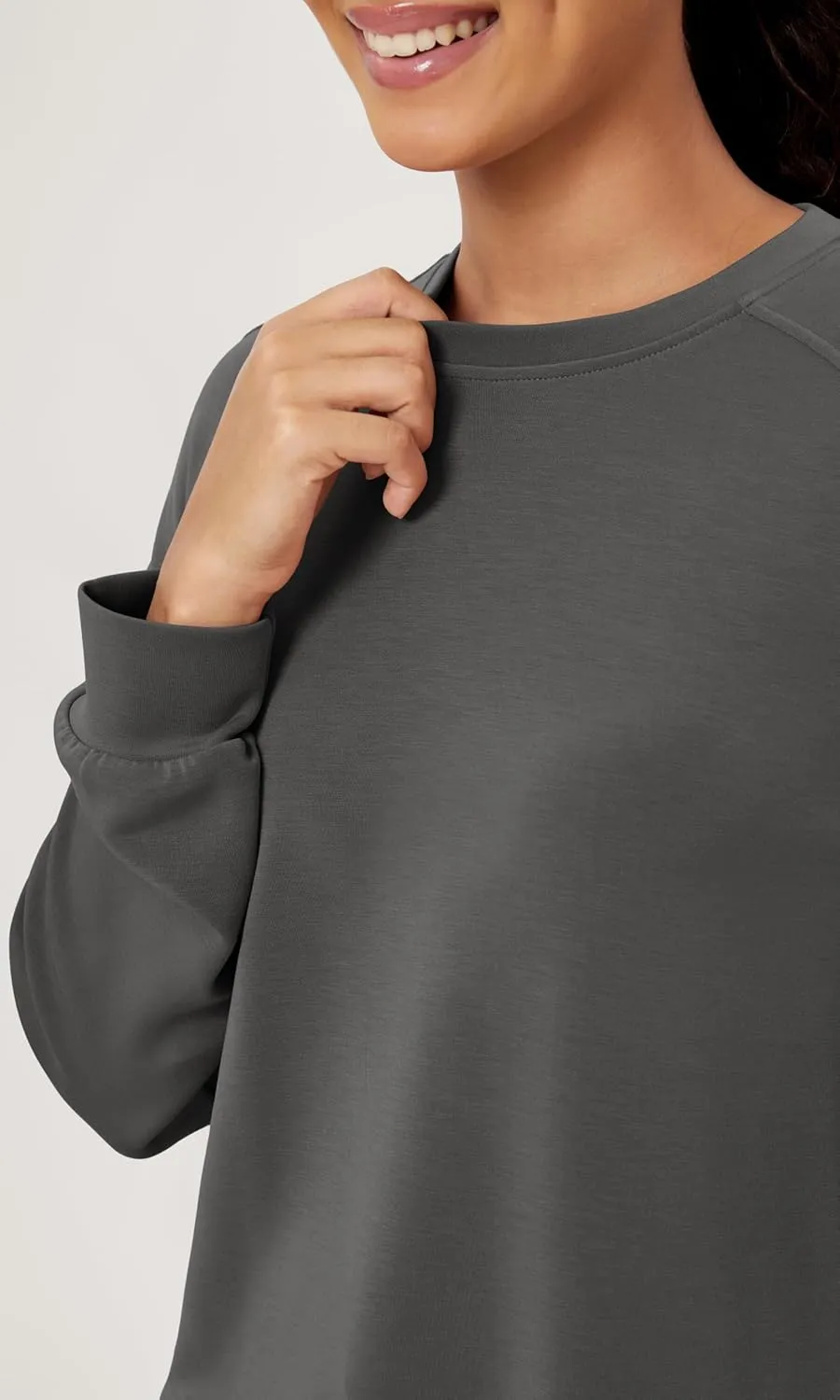 ODODOS Modal Soft Raglan Long Sleeves Sweatshirts for Women Oversized Crew Neck Pullover Tops
