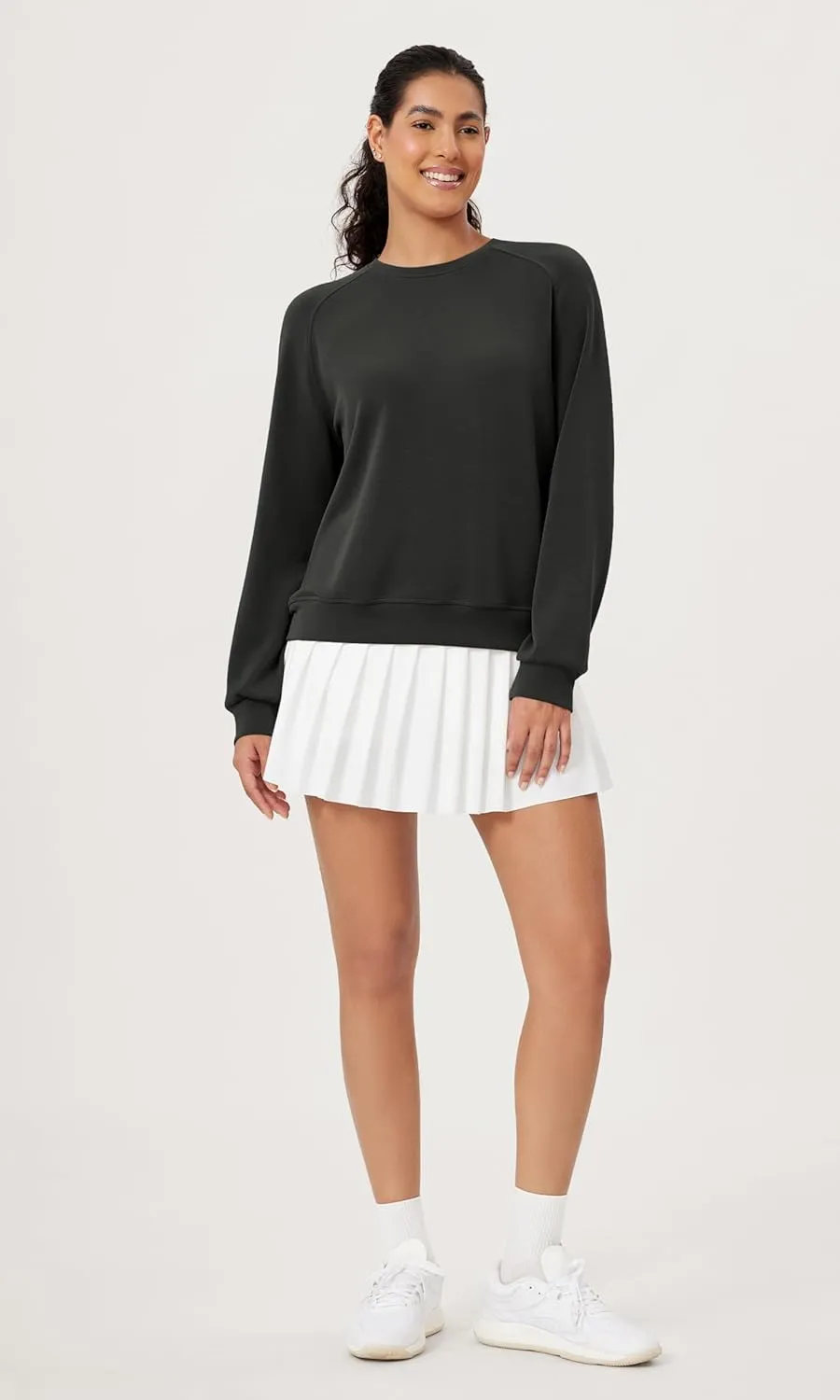 ODODOS Modal Soft Raglan Long Sleeves Sweatshirts for Women Oversized Crew Neck Pullover Tops