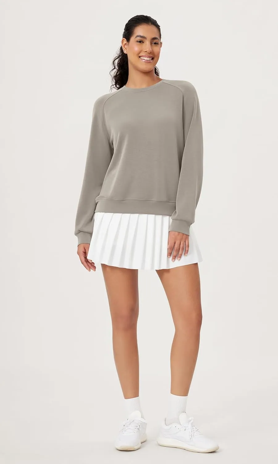 ODODOS Modal Soft Raglan Long Sleeves Sweatshirts for Women Oversized Crew Neck Pullover Tops