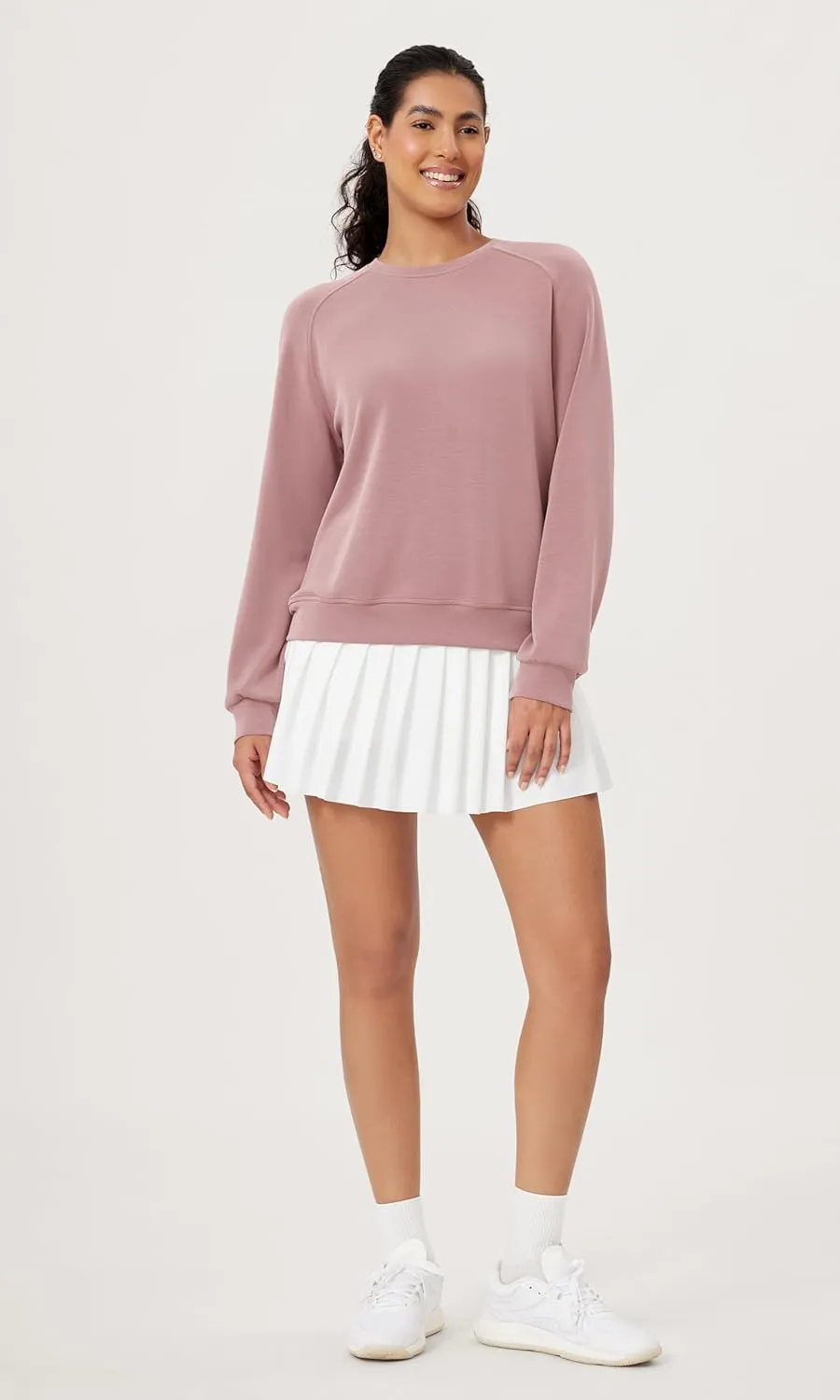 ODODOS Modal Soft Raglan Long Sleeves Sweatshirts for Women Oversized Crew Neck Pullover Tops