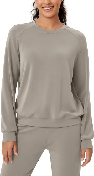 ODODOS Modal Soft Raglan Long Sleeves Sweatshirts for Women Oversized Crew Neck Pullover Tops