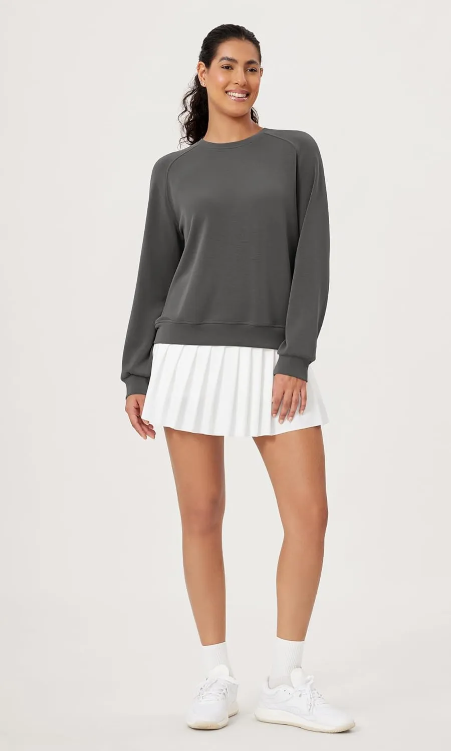 ODODOS Modal Soft Raglan Long Sleeves Sweatshirts for Women Oversized Crew Neck Pullover Tops