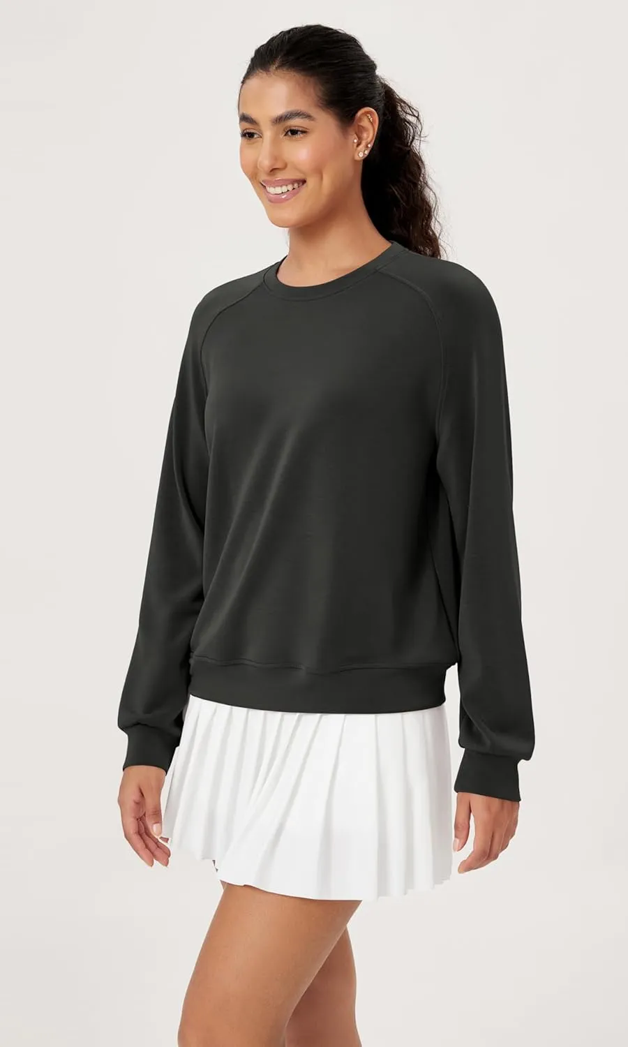 ODODOS Modal Soft Raglan Long Sleeves Sweatshirts for Women Oversized Crew Neck Pullover Tops