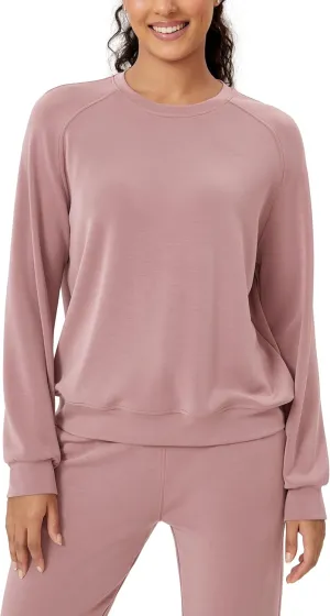 ODODOS Modal Soft Raglan Long Sleeves Sweatshirts for Women Oversized Crew Neck Pullover Tops