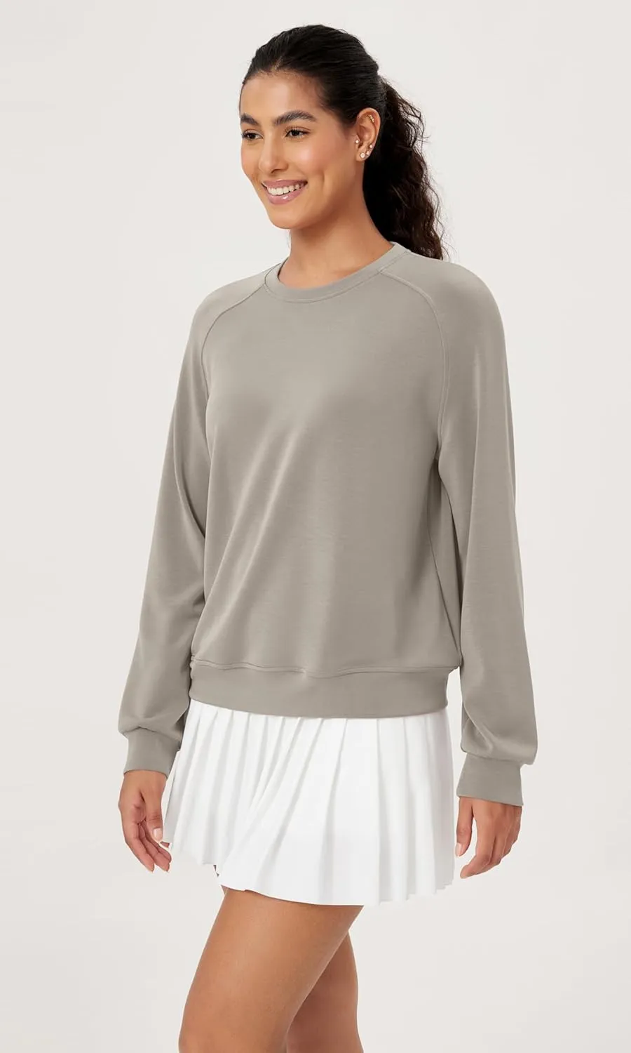 ODODOS Modal Soft Raglan Long Sleeves Sweatshirts for Women Oversized Crew Neck Pullover Tops