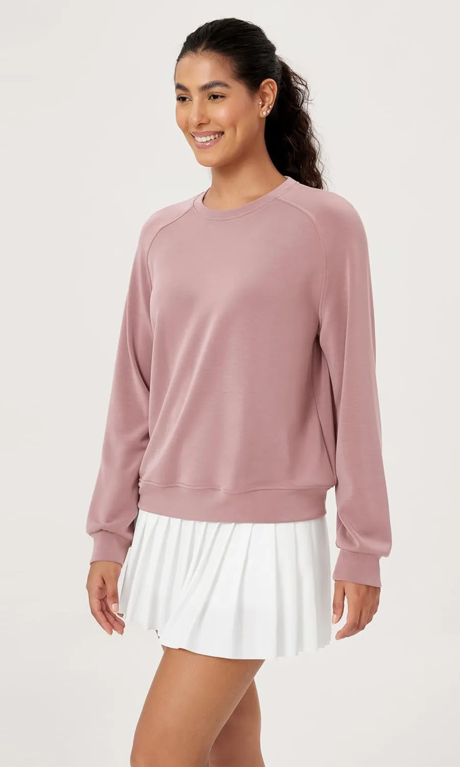 ODODOS Modal Soft Raglan Long Sleeves Sweatshirts for Women Oversized Crew Neck Pullover Tops